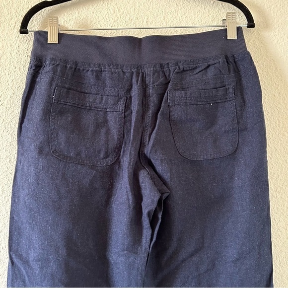 Per Se Navy Blue Lenin Straight Wide Leg Pant women Size Petite Small - Picture 5 of 8